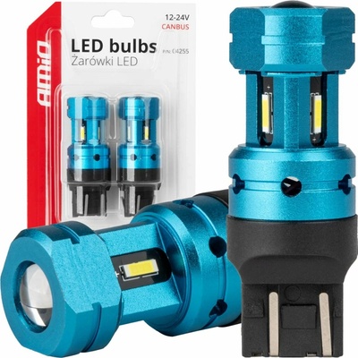 AMIO LED žiarovky CANBUS T20 7443 W21/5W 4SMD 1860 Biela 12V 24V