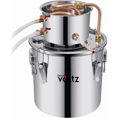 Voltz Казан за ракия Oliver Voltz OV51214A30, 30 л, 35x35 см, Медна охладителна тръба, Водна помпа, Неръждаема стомана, Сребрист (5V51214A30)