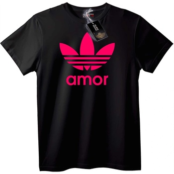 NOONEBRAND Тениска Amor с розово лого - 3XL, Black