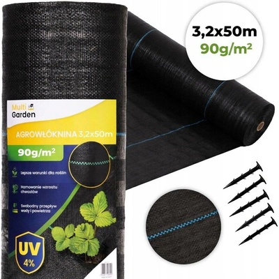 Agrotkanina 90g černá mulčovací rohož proti plevelům 3,2x50m + kolíky MultiGarden