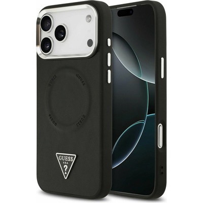 GUESS PU Leather Triangle Logo MagSafe Задний Чехол за iPhone 17 Pro Black Guess | Cheren | МЪЖЕ | UNI
