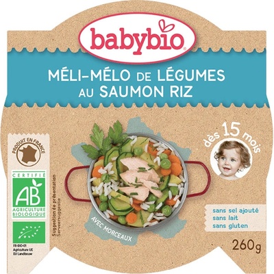 Babybio zeleninová směs s lososem a rýží 260 g