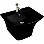Inter Ceramic правоъгълна стенен умивалник, гланцово черен, 53.5 см (5345 BLACK)