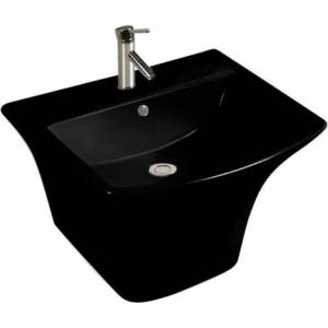 Inter Ceramic правоъгълна стенен умивалник, гланцово черен, 53.5 см (5345 BLACK)