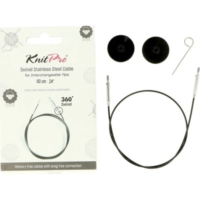 KnitPro lanko otočné černé 35cm (celková délka 60cm)