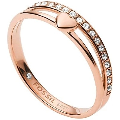 Fossil Romantický bronzový prsten s krystaly JF03460791