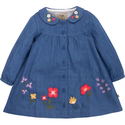 Dívčí šaty s dlouhým rukávem Emma Chambray Frugi