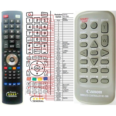 GENERAL CANON WL-D86 - съвместимо дистанционно управление на марката General (WL-D86)