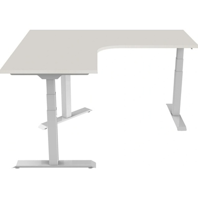 Delso Rohový výškovo nastaviteľný stôl Shaper 130 x 180 cm pravý, svetlosivá / biela