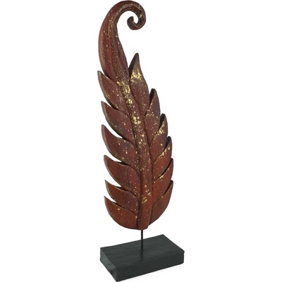 Dřevěná dekorace Twisted Leaf červená pravá - střední