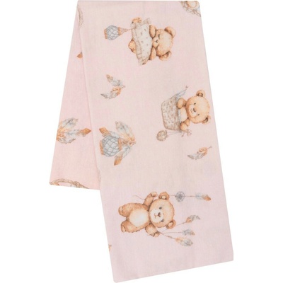 New Baby Flanelová plena s potiskem 70 x 80 cm Teddy bear pink
