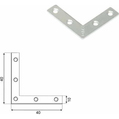 Domax NA montážny rohovník 40 - 40 x 40 x 10 x 1.5 mm 4 ks