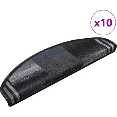 vidaXL Самозалепващи стелки за стълби, 10 бр, 65x21x4 см, черно и сиво