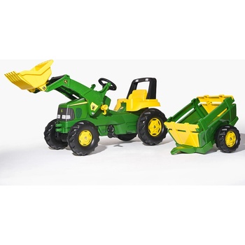 Rolly Toys Šliapací traktor Rolly Junior John Deere s nakladačom a vlečkou