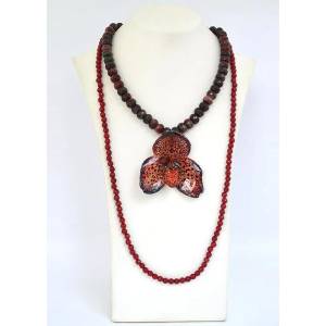 Dannyra Колие с естествена орхидея Белатум, ахат и турмалин Dannyra Jewels