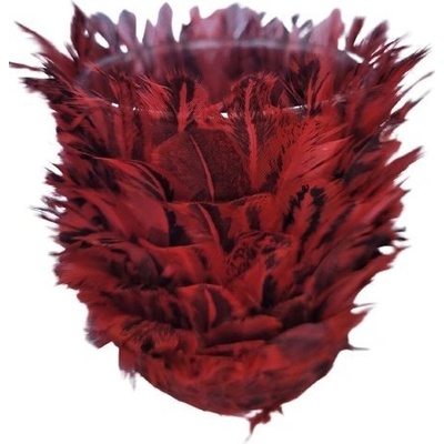 Skleněný svícen s vínovými peříčky Tommi – Ø 7*9 cm - Light & Living