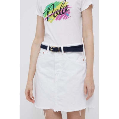 Polo Ralph Lauren riflová sukňa mini rovný strih biela