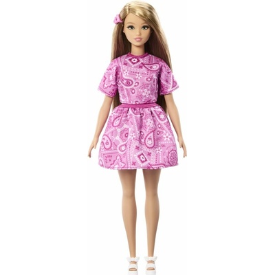 Barbie Fashionistas Modelka v šatách s ružovým paisley vzorom