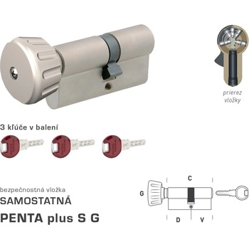 MP-KOVANIA DK - PENTA plus S G - s gombíkom NIM - nikel matný