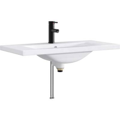 vidaXL Мивка за баня Матово черно 81 x 40 x 17, 5 см Метал (890237)