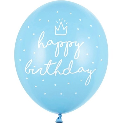 PartyDeco Balóny Happy Birthday Modrý mix 30cm