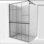 Mexen Kioto+ душ стена с рафт Walk-in 120 x 200 см, черен десен, черен - 800-120-121-70-78 (800-120-121-70-78)