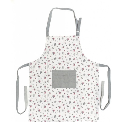 Quentin kuchyňská zástěra KYTKY QK-131 růžovo-šedá 60x75cm