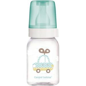 Canpol babies Стъклено шише Canpol - 120 ml, 3 м+, зелено, асортимент (42/202_gre) - ozone