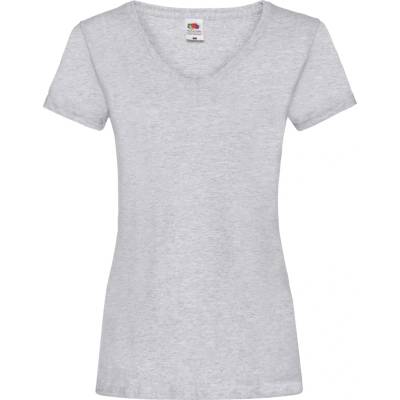 Fruit of the Loom Дамска тениска с v-образно деколте fruit of the loom lady-fit valueweight - светлосив меланж l (16139861003)