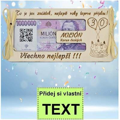 Bezvadný dárek Dřevěná obálka na peníze k výročí 30 let