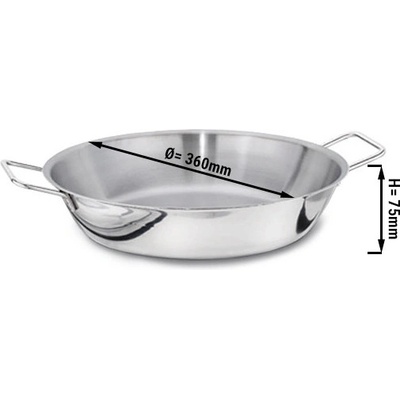 G.Gastro Pánev na paellu - nerezová ocel - 8,1 l - sendvičové dno, ergonomická rukojeť/úchyty - 389x387 mm - Výška: 75 mm - vhodné pro indukci, plyn, sklokeramiku, troubu/salamandr - D9777209
