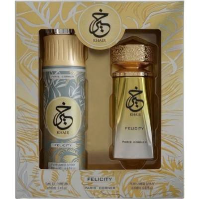 Paris Corner Set Paris Corner: Khair Felicity, Eau De Parfum, For Women, 100 ml Khair Felicity, Deodorant Spray, For Women, 200 ml