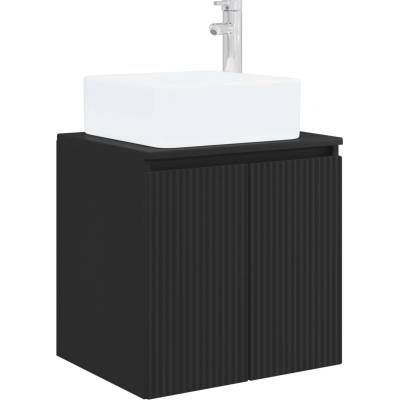 vidaXL Монтирана на стена мивка и тоалетка Черно 53 x 35 x 63 см (890423)