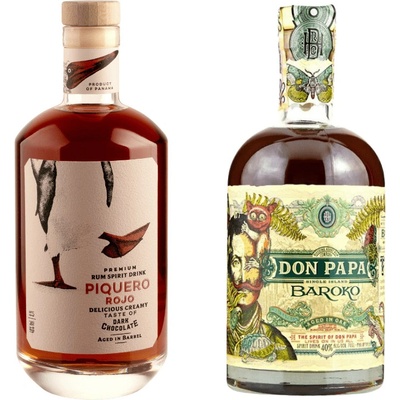 Piquero Rojo 40% 0,7 l a Don Papa Baroko 40% 0,7 l (set)