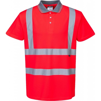 Portwest S477 Hi-Vis Reflexná polokošela červené S