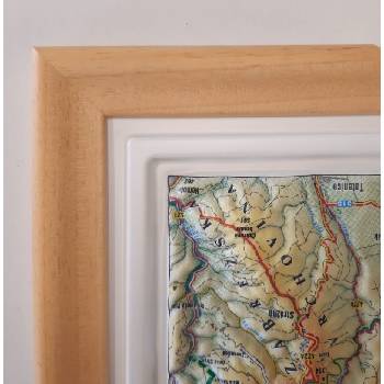 Kartografie HP Orlické hory - nástěnná plastická mapa Varianta: dřevěný rám, Provedení: Pinhal světlý natur
