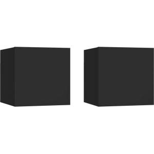 vidaXL Нощни шкафчета, 2 бр, черни, 30, 5x30x30 см, инженерно дърво (3079710)