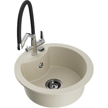 Mexen Diego гранитна мивка с 1 отделение и кухненски смесител Duo, бежов - 6512-69-671701-07-B (6512-69-671701-07-B)