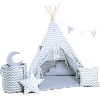 Elis Design Teepee stan set cik cak sivo-biely luxury