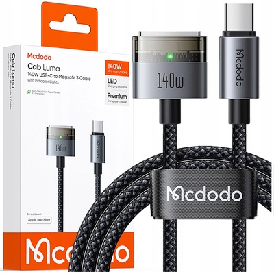 Mcdodo CA-2070 USB-C na MagSafe 3 140W LED indikátor 2m černý