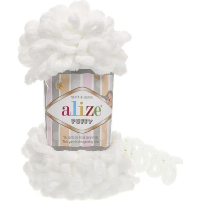 Alize příze Puffy 55 bílá – Zboží Dáma