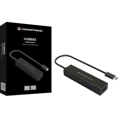 Conceptronic CONCEPTRONIC USB хъб 4 портов 3.1/C към 4x3.0 o. захранване (HUBBIES07B)