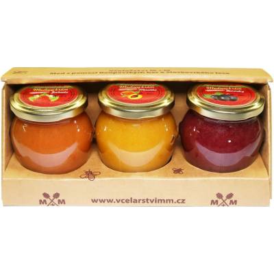 Včelařství M+M medové krémy jahoda meruňka borůvka 3 x 250 g