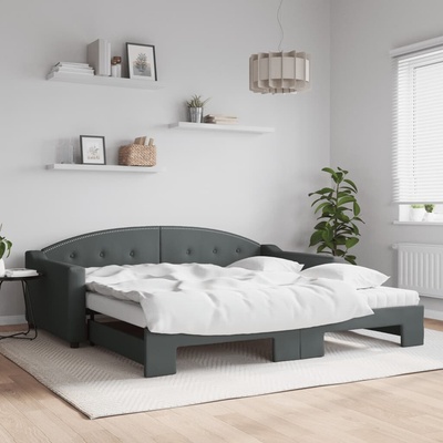 vidaXL Válenda s přistýlkou a matracemi tmavě šedá textil