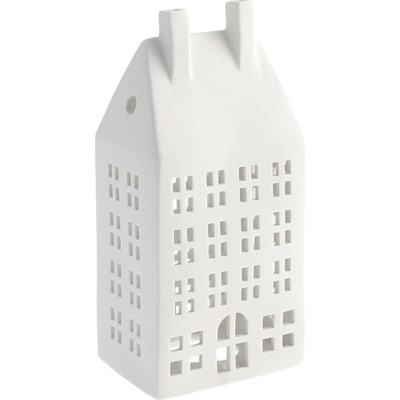 STOREFACTORY Keramický svietnik domček STORSTADEN NR.1 V.22cm biely