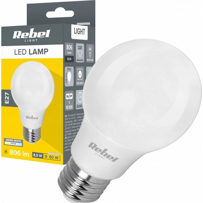 žárovka LED E27 8,5W A60 Rebel bílá teplá ZAR0551
