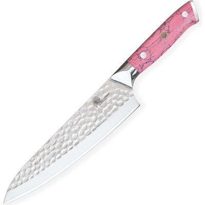 Dellinger nôž Chef/Gyuto 21 cm Pink Stone Tsuchime Damascus
