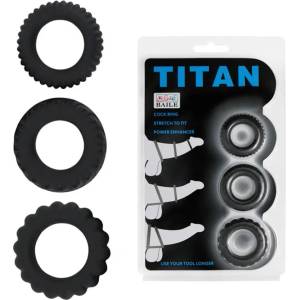  Пенис пръстени 3 в 1, разнообразни - Titan Silicone Rings (DEBRA00960)