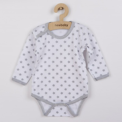 NEW BABY Dojčenské body New Baby Classic II sivé s hviezdičkami