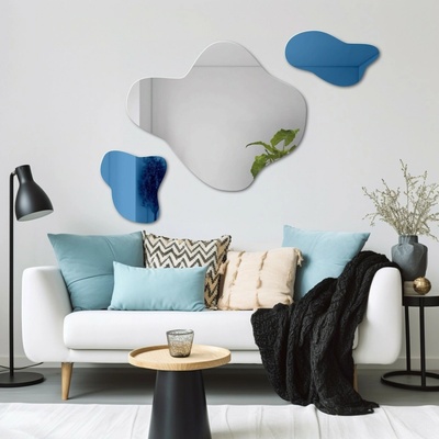 Alfaram Nepravidelné modré zrkadlo - AQUA BLUE 160x110